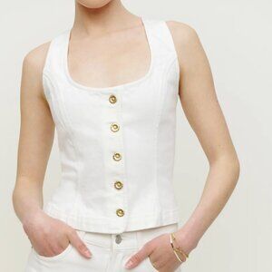 Reformation Tai Denim Top Vintage White - Size 4